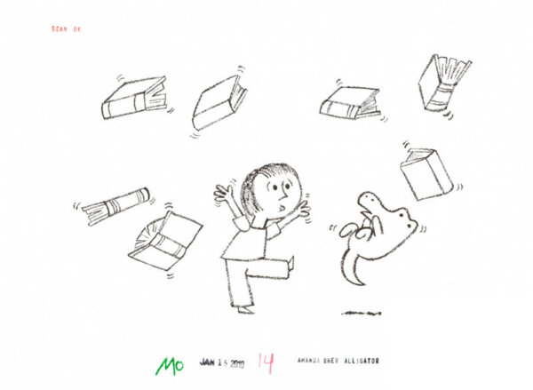 Boo! Yelled Amanda, Eek! Yelled Alligator