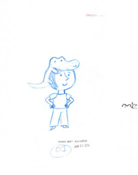 She Noticed Her Alligator Chewing on Her Head outtake sketch