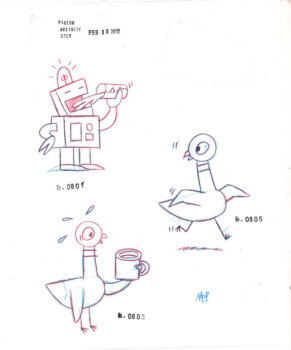 Robot and Pigeons Sketch