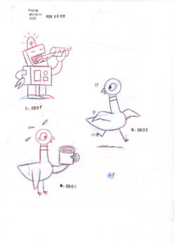 Robot and Pigeons Sketch
