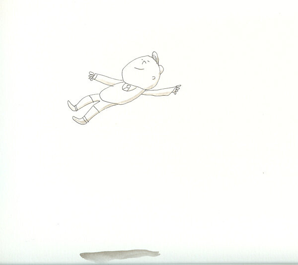 Flying Boy with Shadow