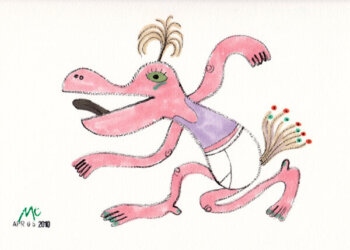 Pink Peacock Lizard in Underwear